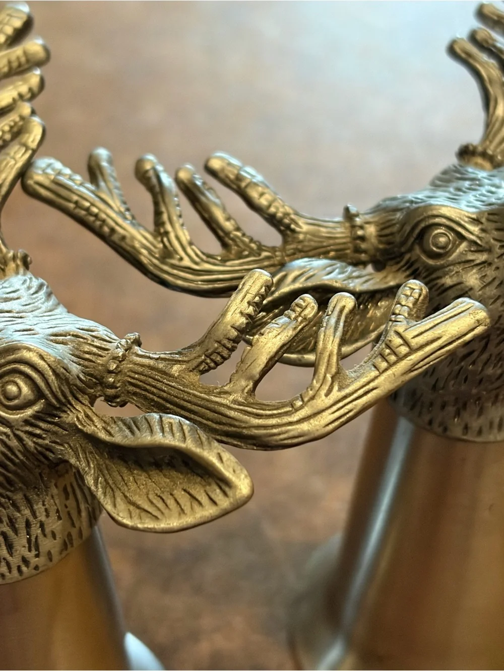 Vintage- 2 Jäegermeister Stag Deer Head Pewter/Stainless Steel Shot Glasses. 🦌